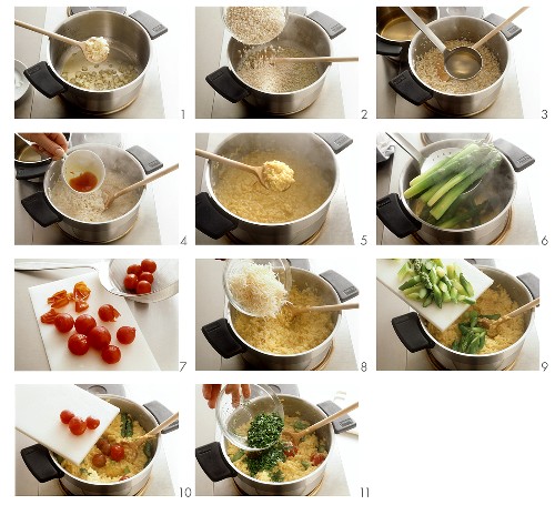 00191399         - Making asparagus risotto with green asparagus & cherry tomatoes