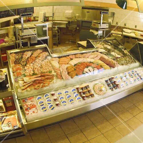 Seafood Display Case in a Grocery Store buy images StockFood