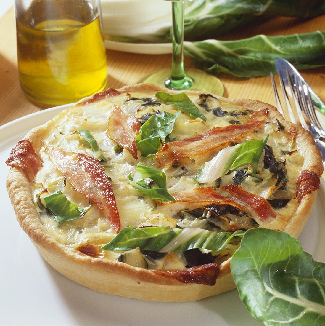 Chard and bacon tart