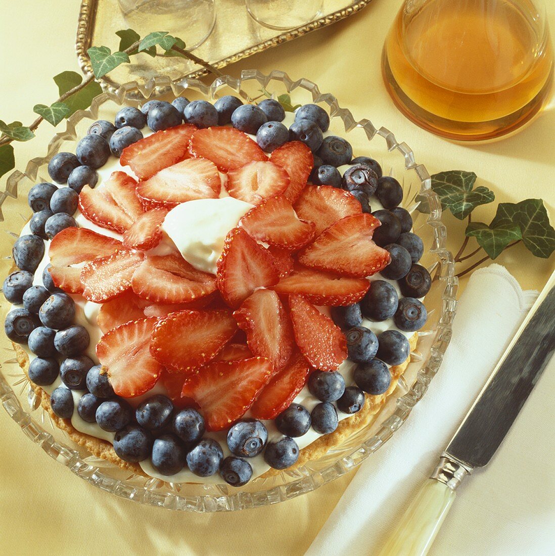 Strawberry and blueberry torte