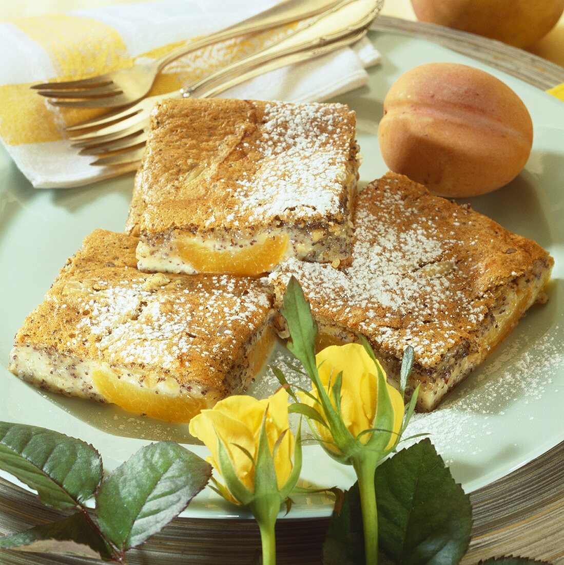 Aprikosen-Haselnuss-Kuchen mit Mohn