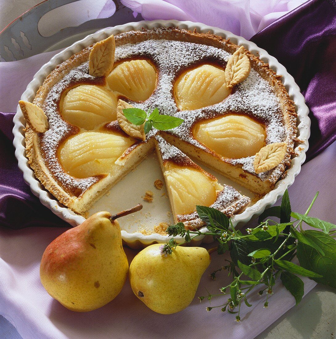 Pear and marzipan tart