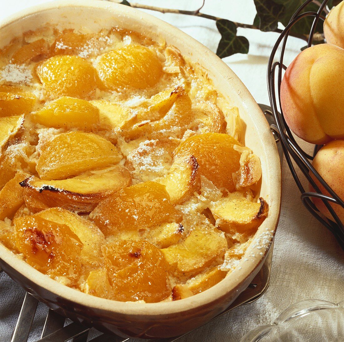 Sweet peach and apricot pudding