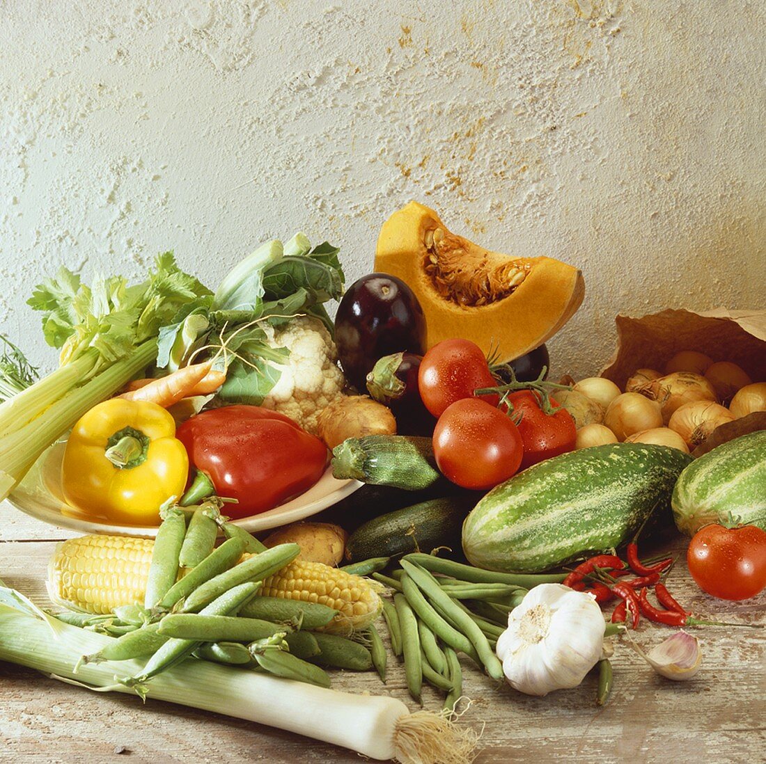 Still life with summer vegetables