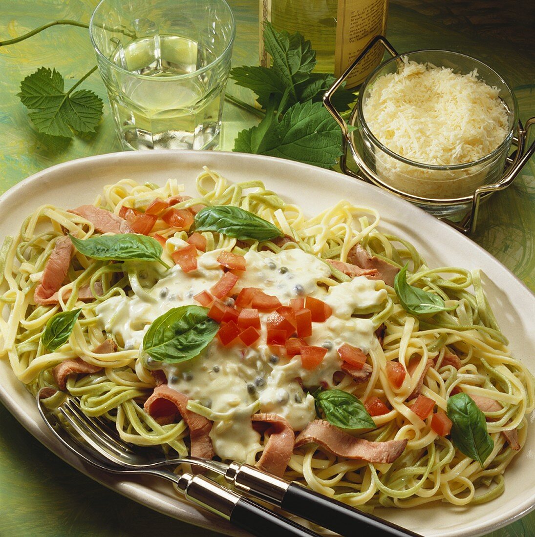 Ribbon pasta with roast beef