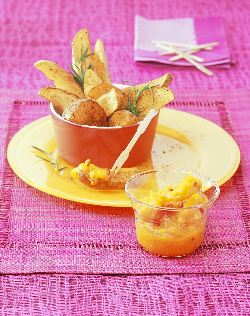 Potato wedges with fruity dip
