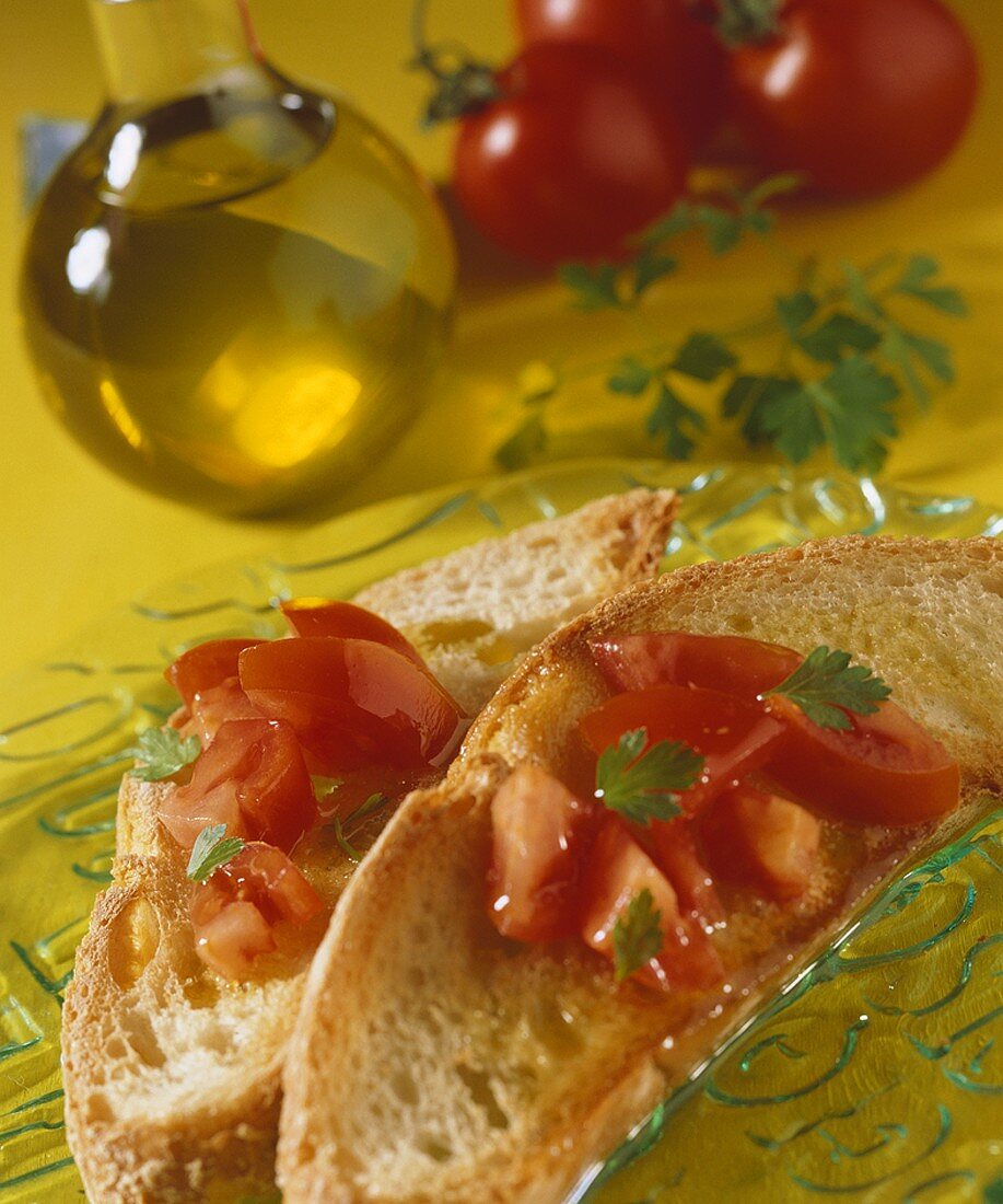 Bruschetta (Röstbrote mit Tomaten, Italien)