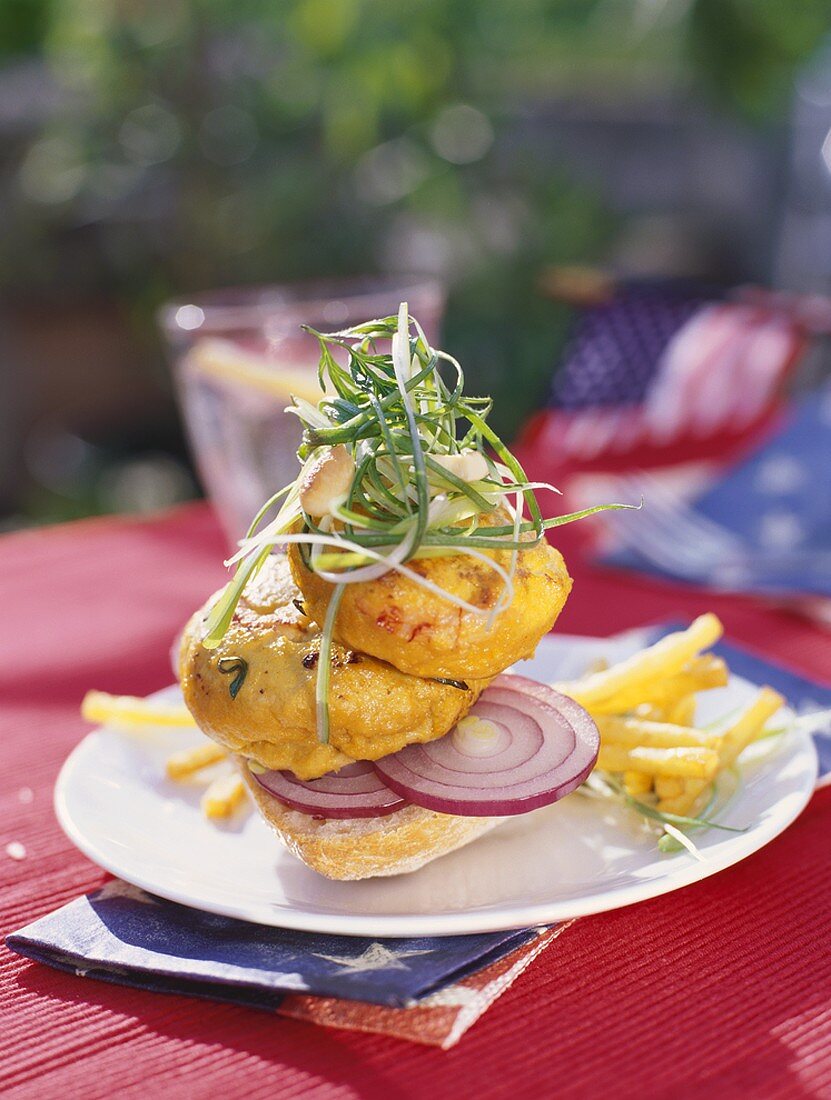 Surf and Turf Burger (mit Kalbfleisch und Garnelen)