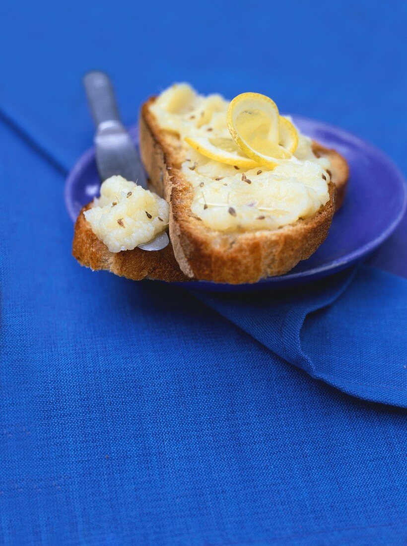 Celery spread on two slices of bread