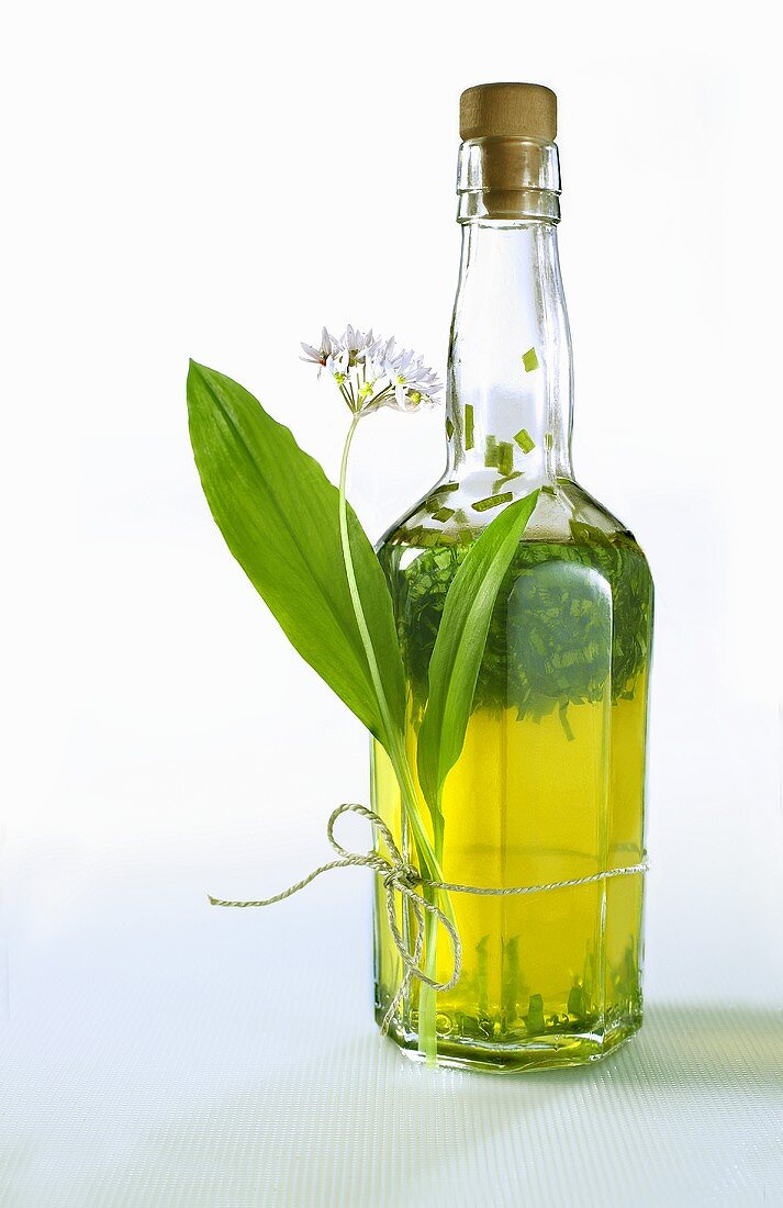 A bottle of ramsons (wild garlic) oil