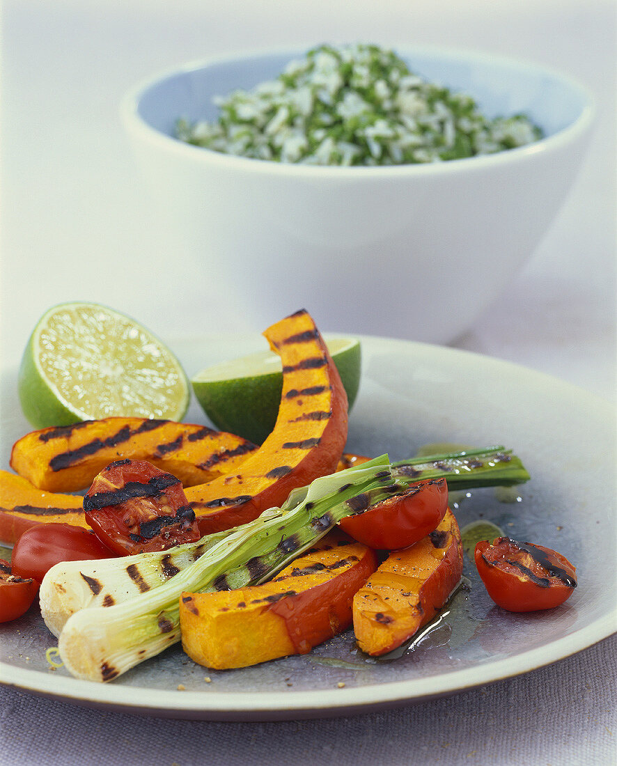 Grilled vegetables with herb rice