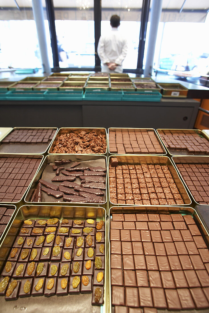 Chocolates in a factory laboratory
