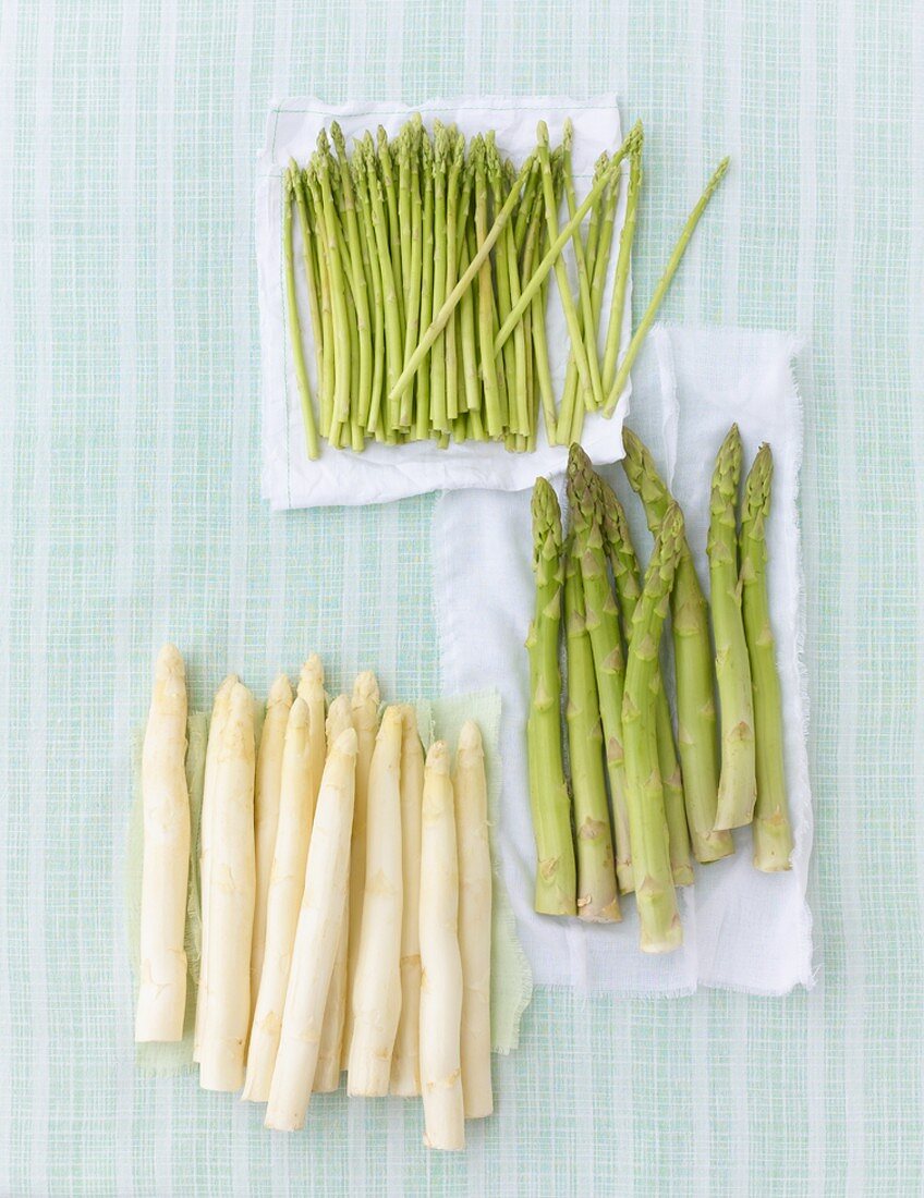 White, green and Thai asparagus