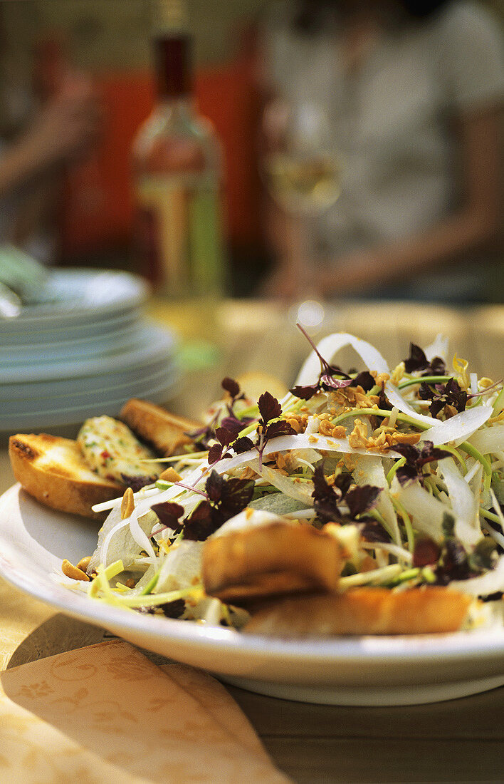 Radish salad with toasted bread