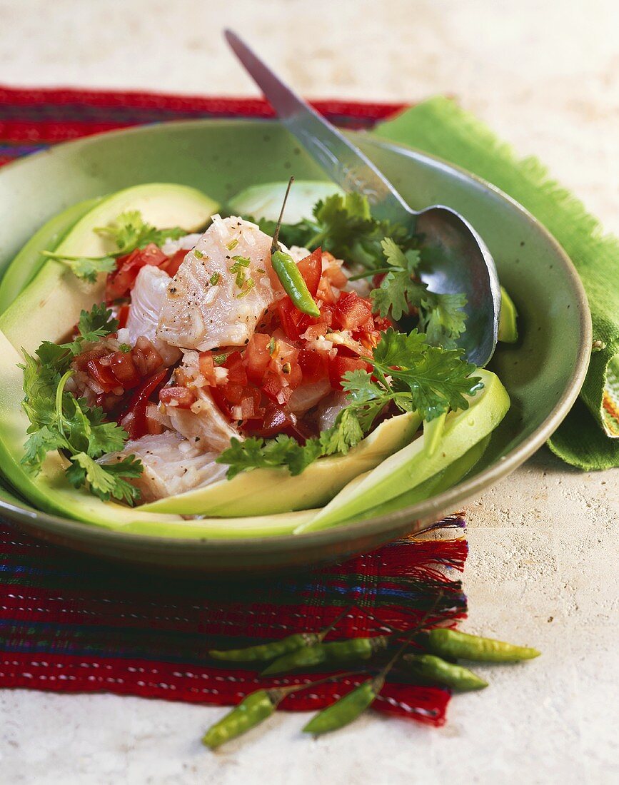 Ceviche: Fischfilet mit Koriander und Tomaten