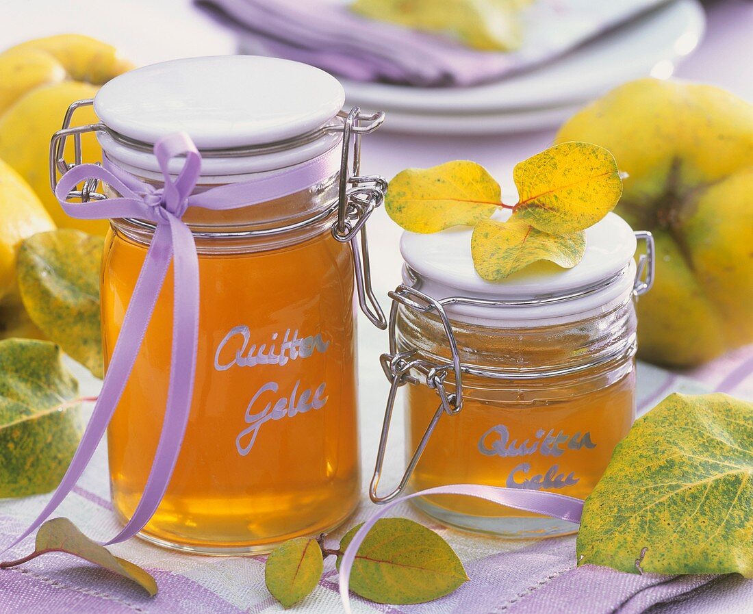 Two jars of quince jelly to give as gifts