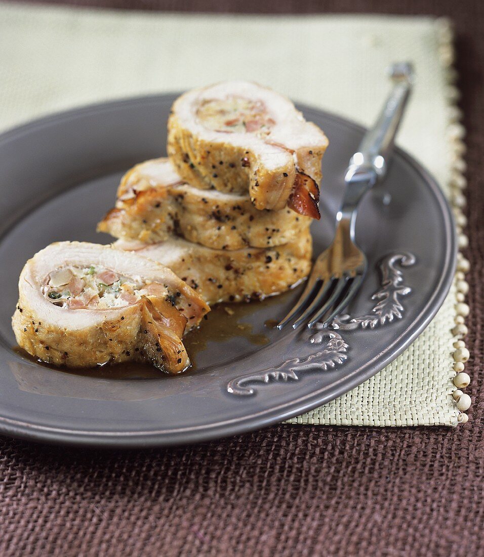 Turkey roulade with ham filling