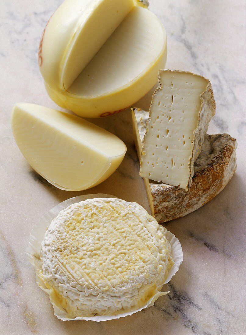 Cheese still life with Provolone, Toma Piemontese & Robiola
