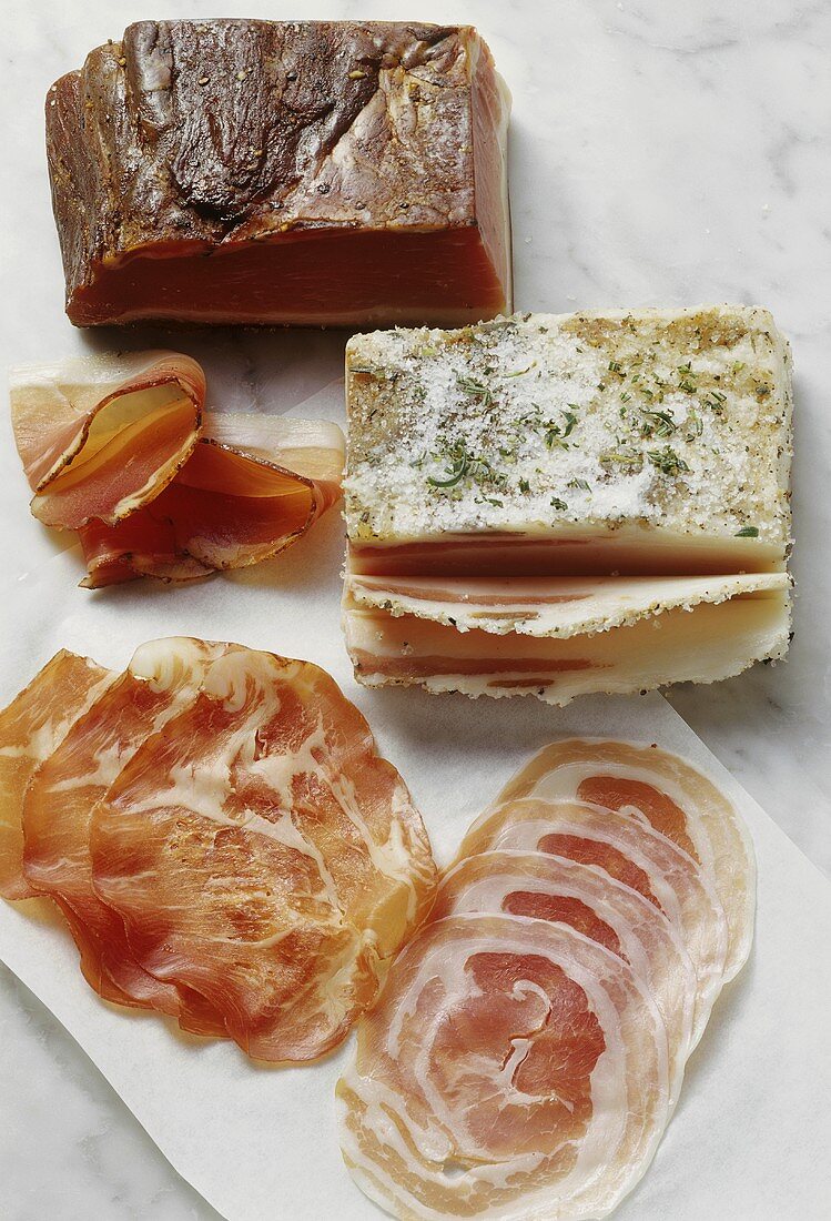 Specksorten: Südtiroler Speck, Lardo, Coppa & Pancetta