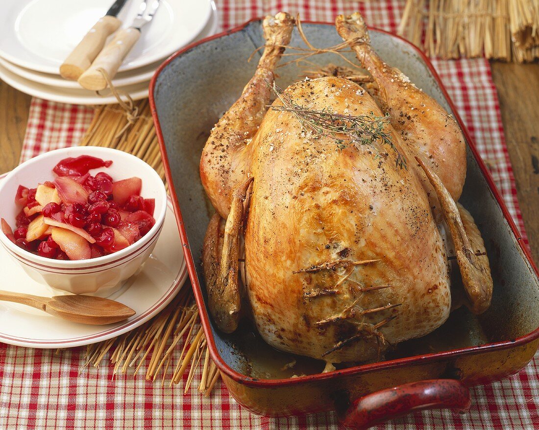 Stuffed turkey with cranberry sauce