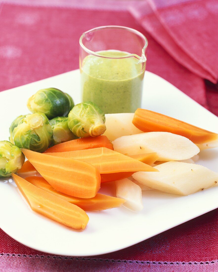Winter vegetables with salsa verde