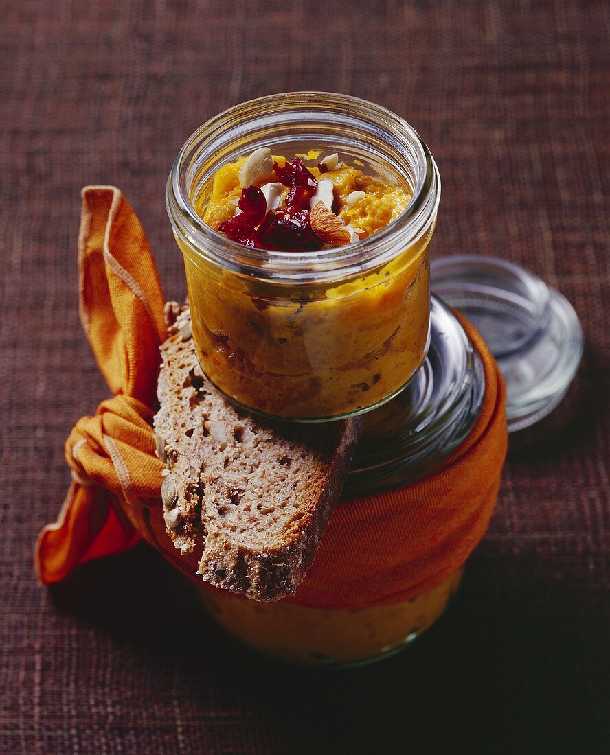 Pumpkin spread with chilli and cranberries