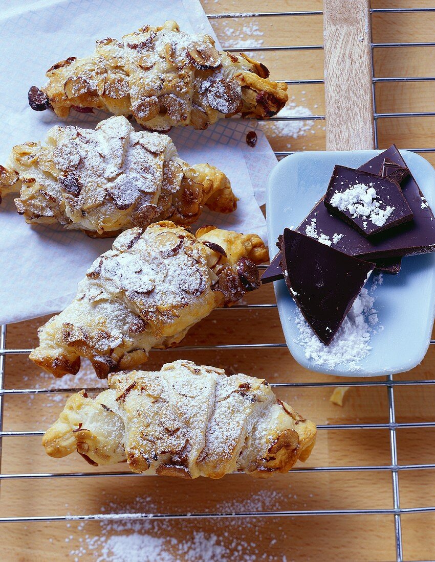 Chocolate croissants with ginger and hazelnuts