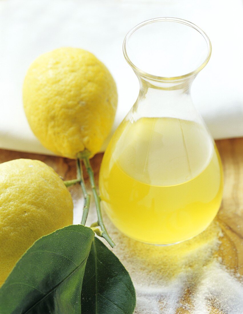 Limoncello (lemon liqueur), Sicily, Italy