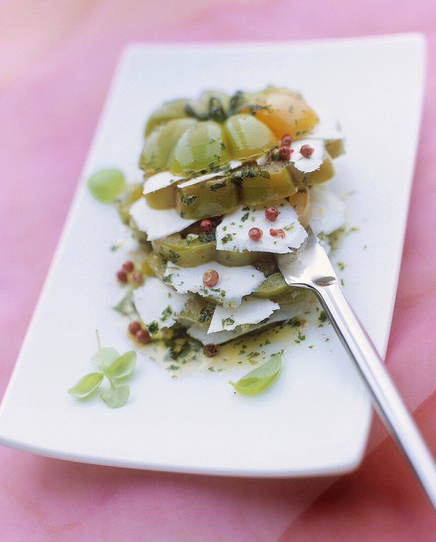 Beefsteak tomato with herbs & ricotta dura (hard ricotta)