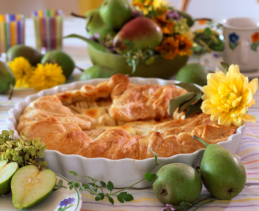 Puff pastry pear tart