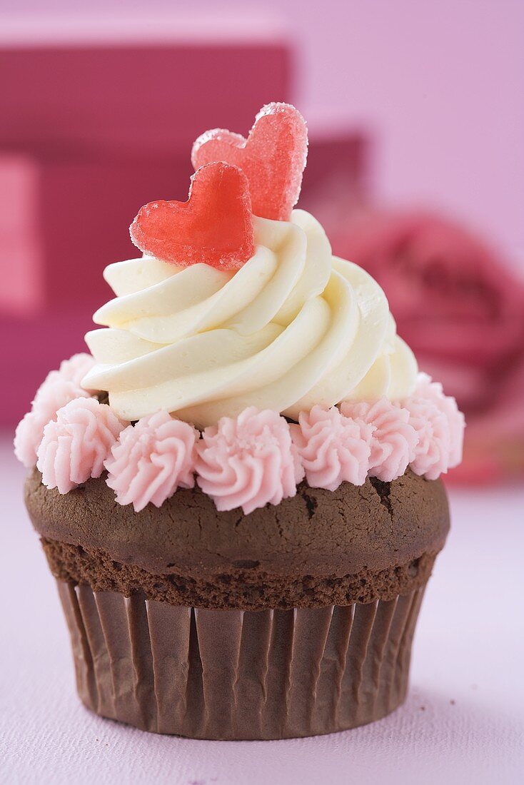 Ein Cupcake zum Valentinstag