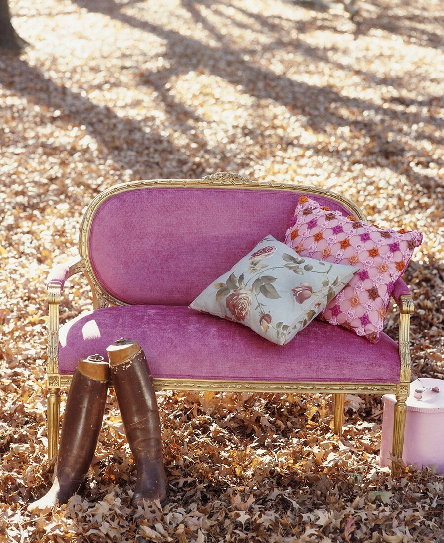 Bench amongst leaf litter