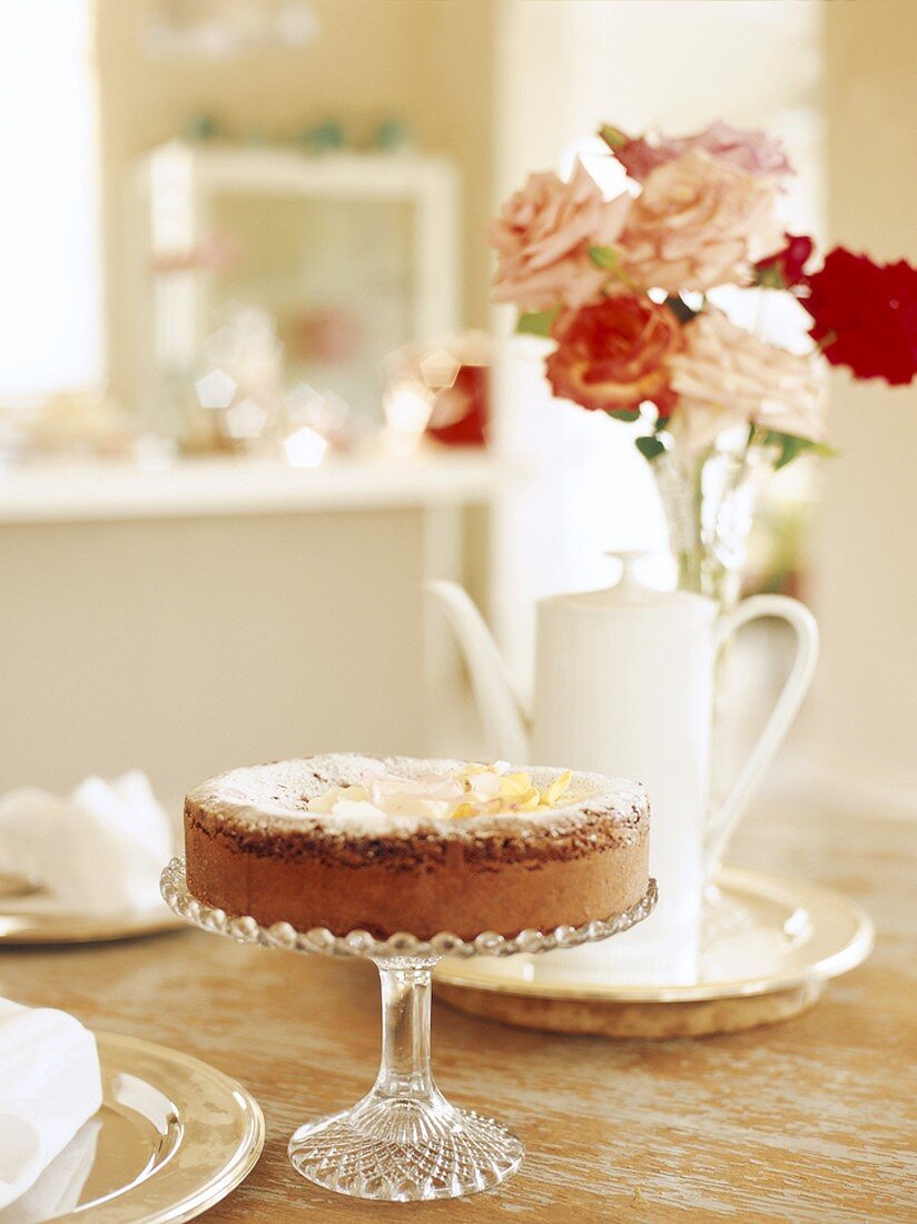 Cake on cake stand