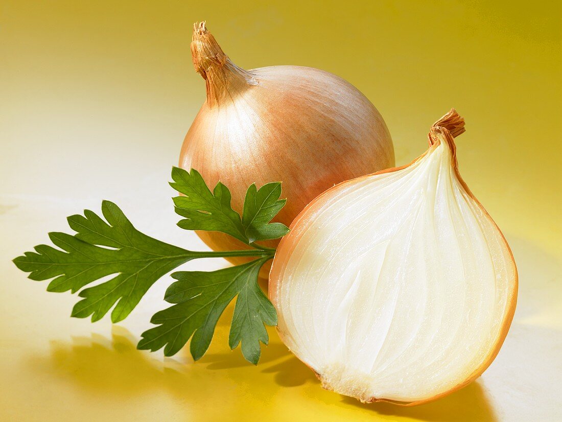 A whole onion and half an onion