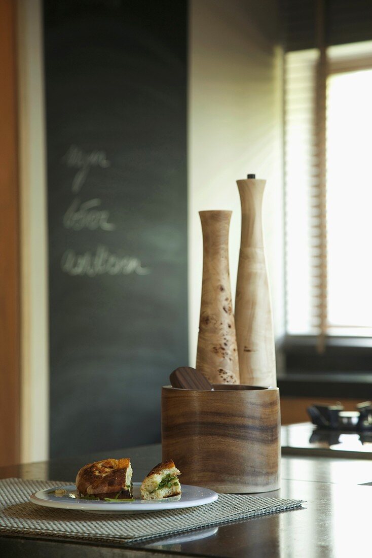 Food and accessories on table