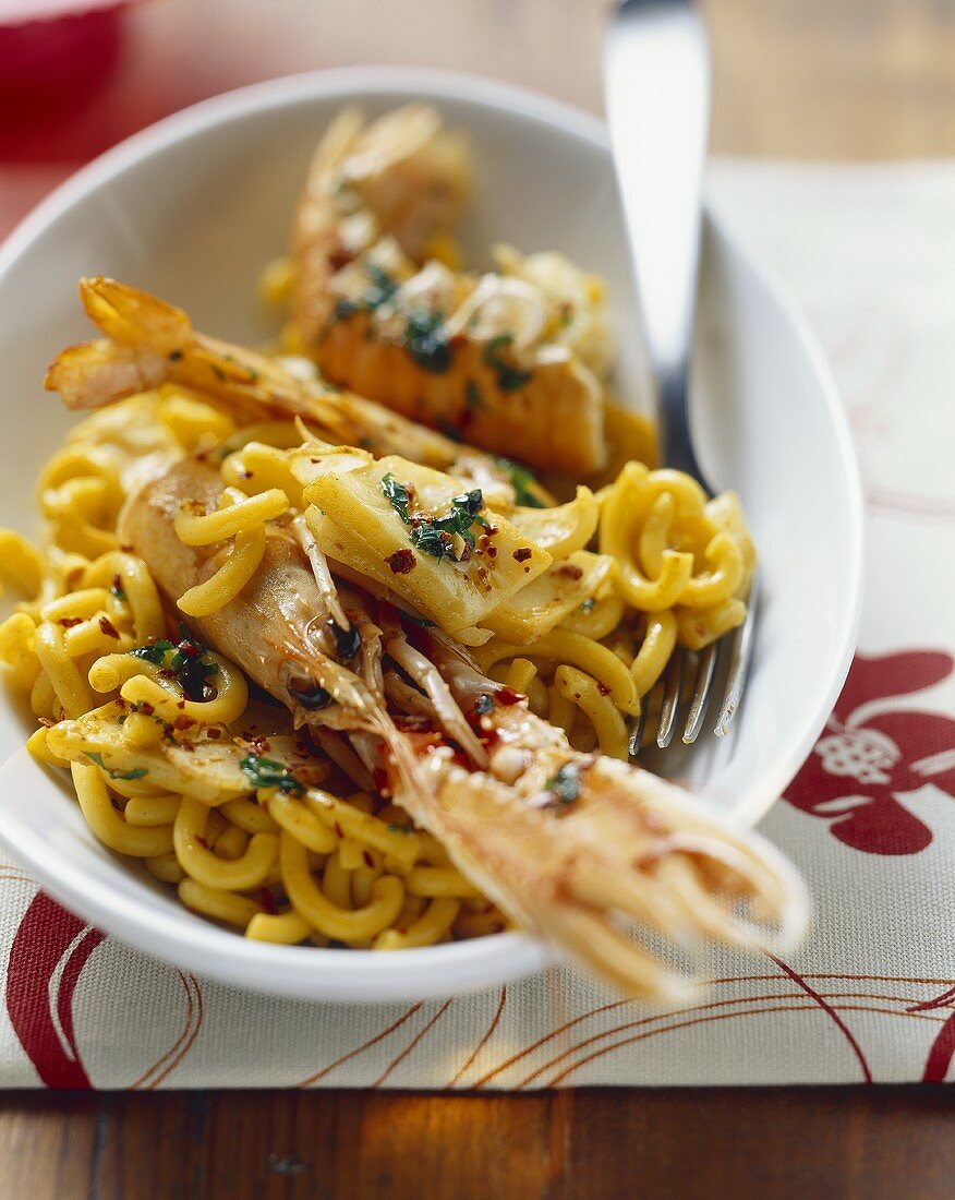 Scampi with pasta