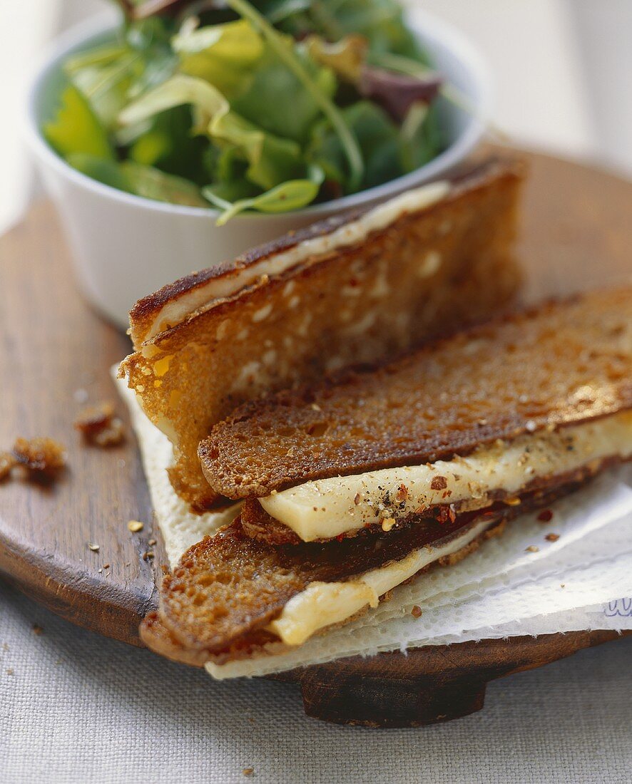 Fried cheese sandwiches made with Bergkäse (Alpine) cheese