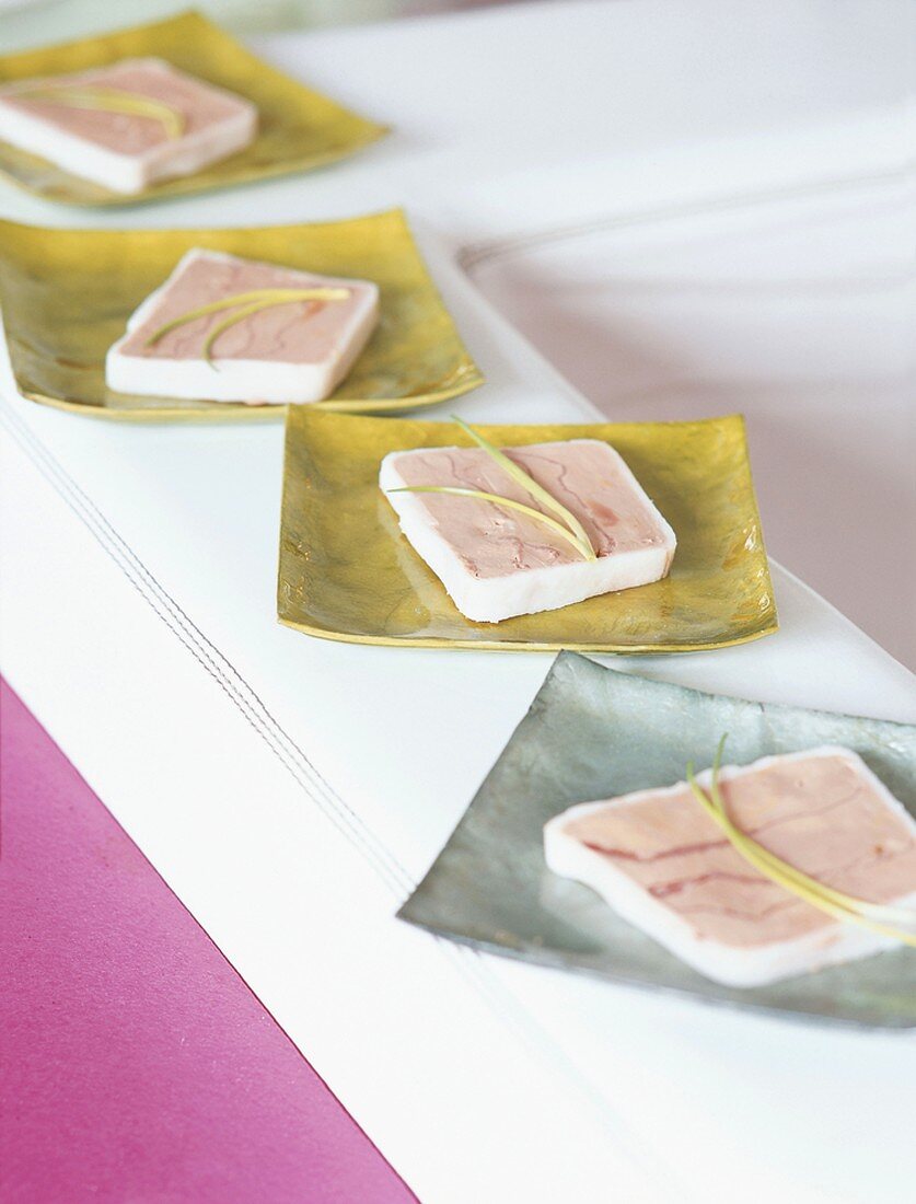 Slices of terrine on dishes
