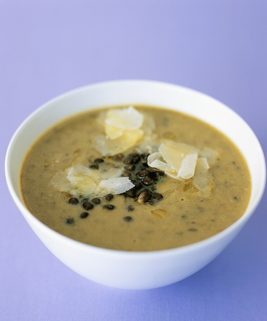 Lentil soup with Parmesan and oil