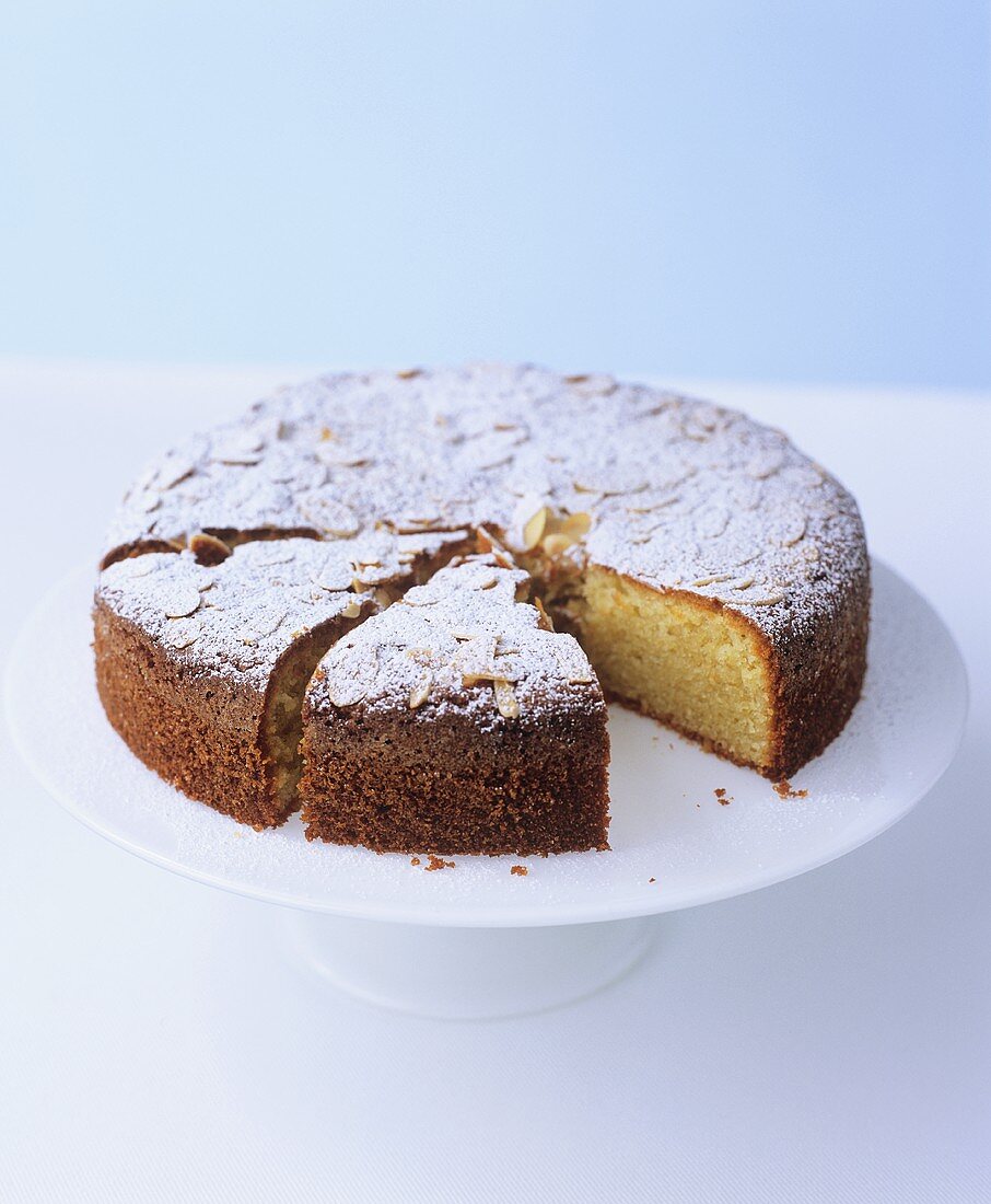 Almond Madeira cake with icing sugar