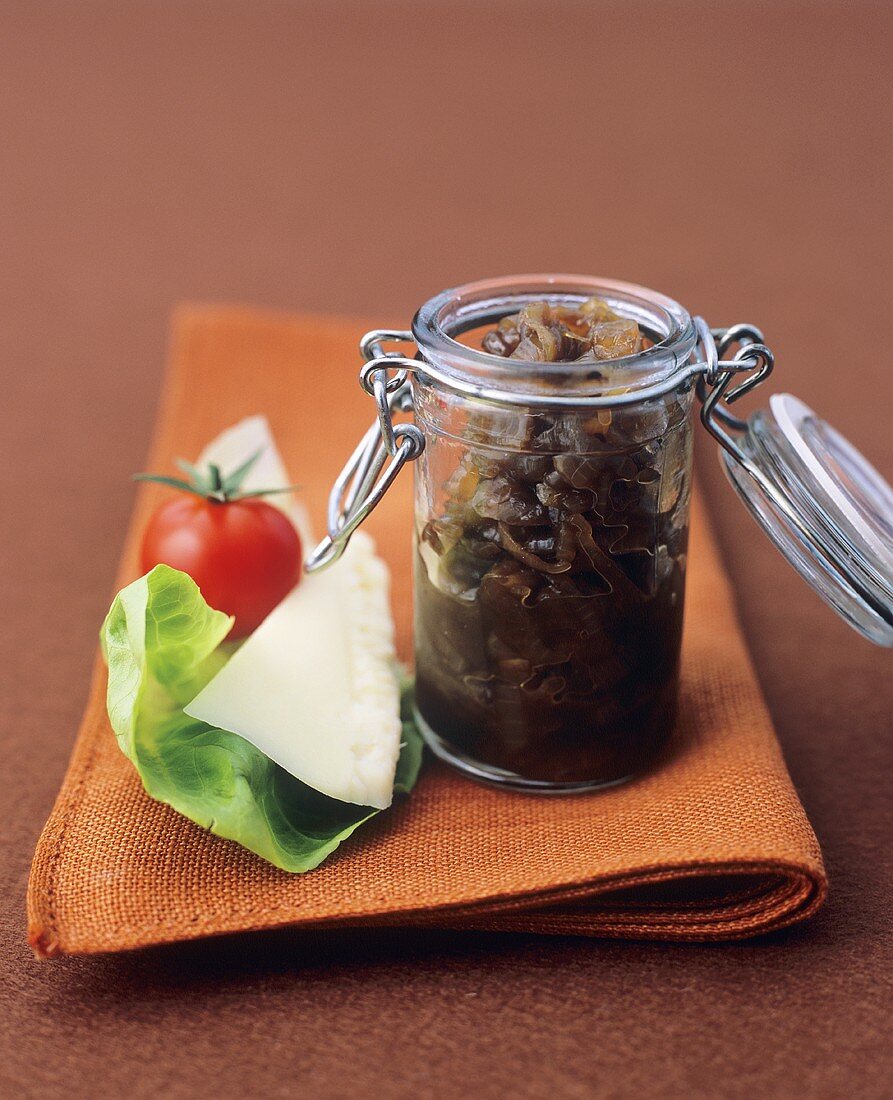 Balsamic onions in preserving jar