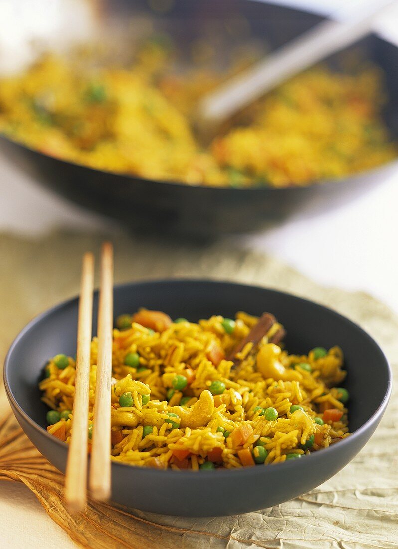 Saffron rice with Indian vegetables
