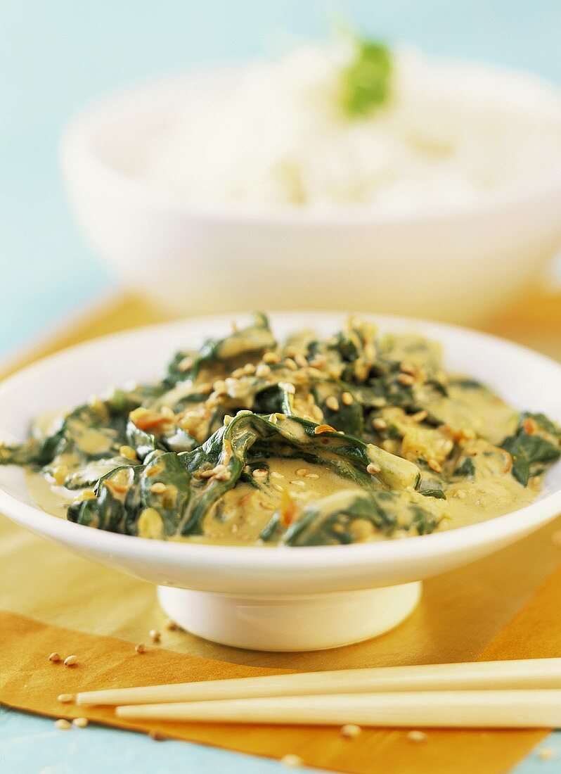 Spinach with yoghurt (India)
