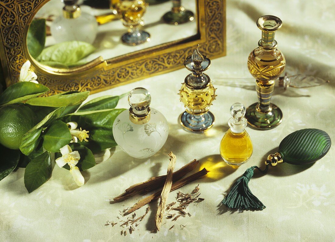 Various small bottles of aromatic oils