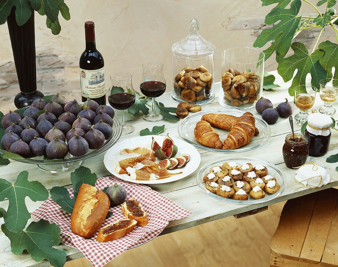 Breakfast buffet with figs