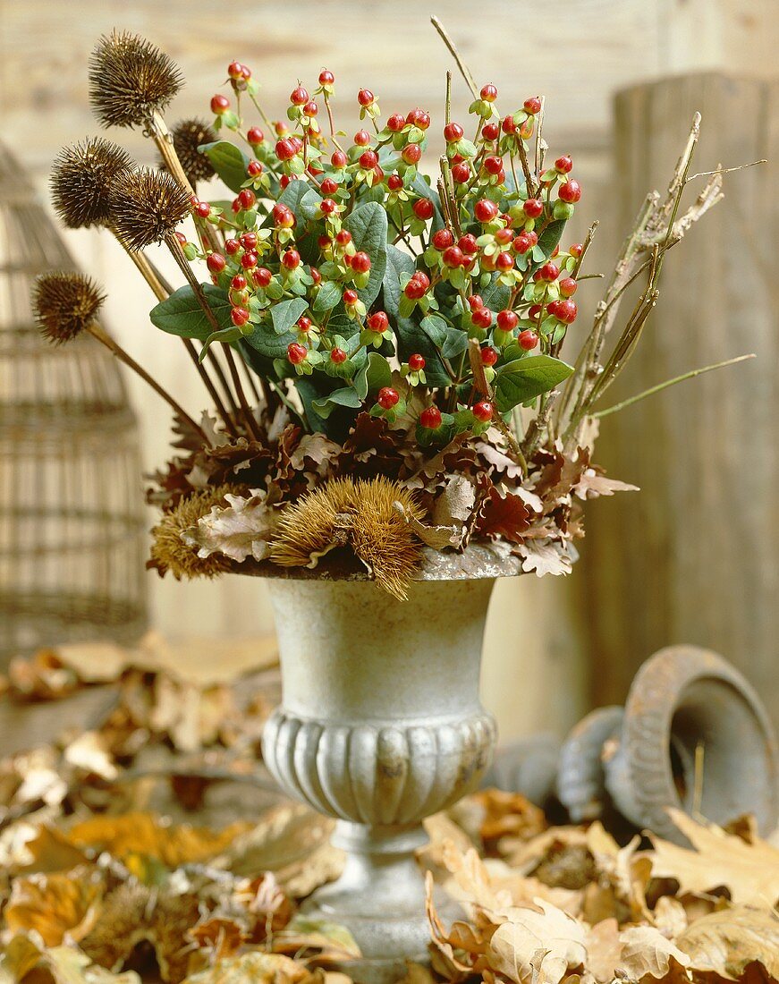 Autumn arrangement with Hypericum Envy Flair