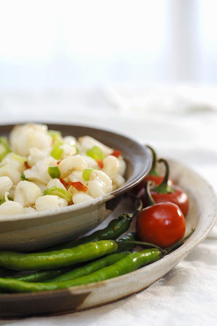 Mote (or hominy - cooked corn with chilli, Latin America)