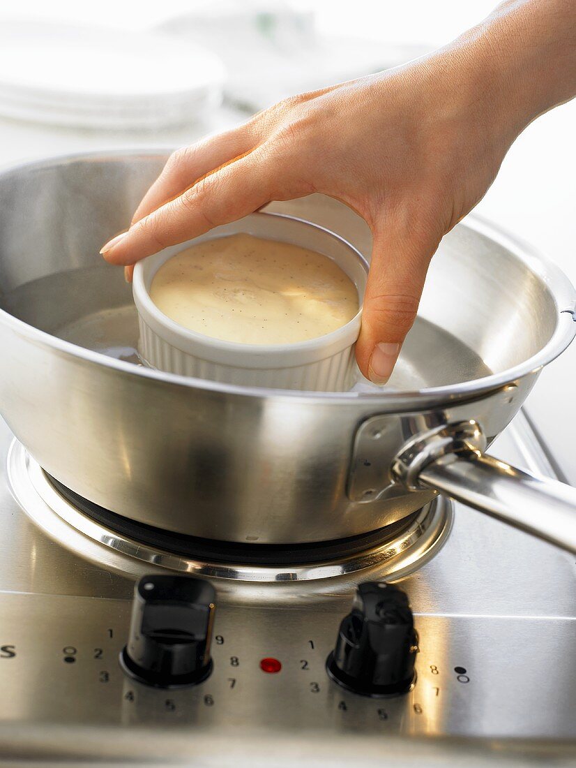 Bavarian cream: dipping mould in hot water before turning out