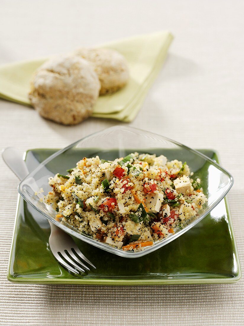 Quinoa salad with tofu and vegetables