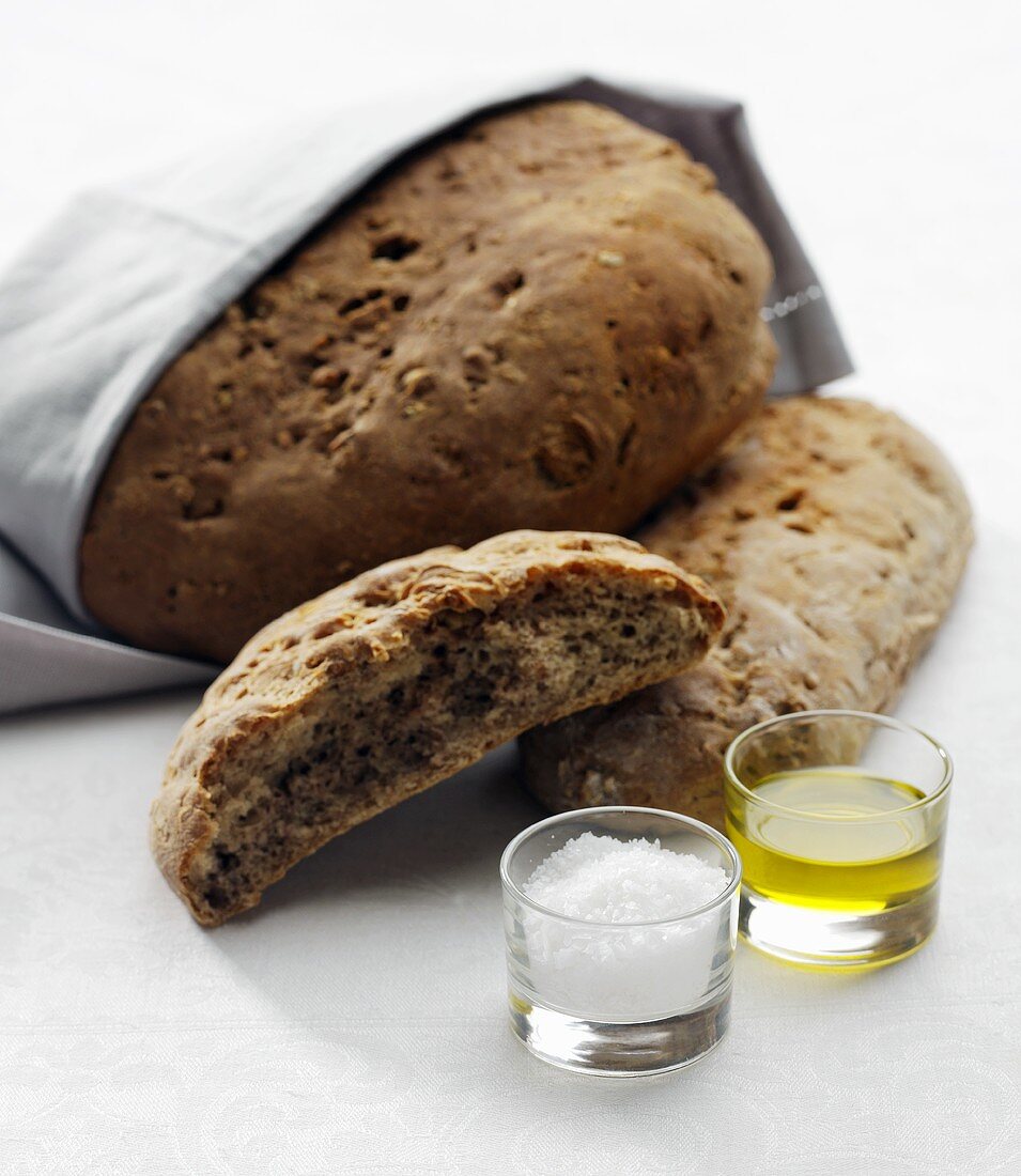 Dark walnut bread, buckwheat bread and sunflower bread